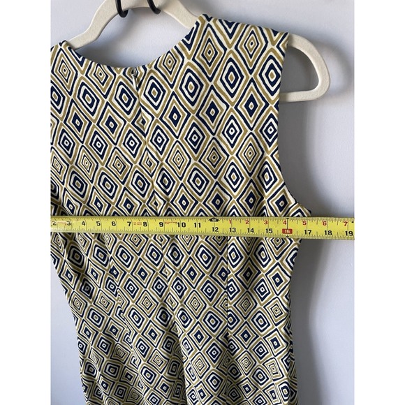 NWT J. McLaughlin Devon sleeveless crewneck fitted navy gold diamond midi sz M - Picture 5 of 9